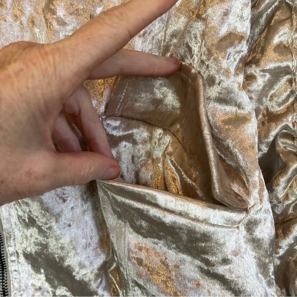 Crushed Velvet Ruched Bomber Jacket Medium Boho Retro Fairy Punk Disco Fate LFD - Picture 7 of 16
